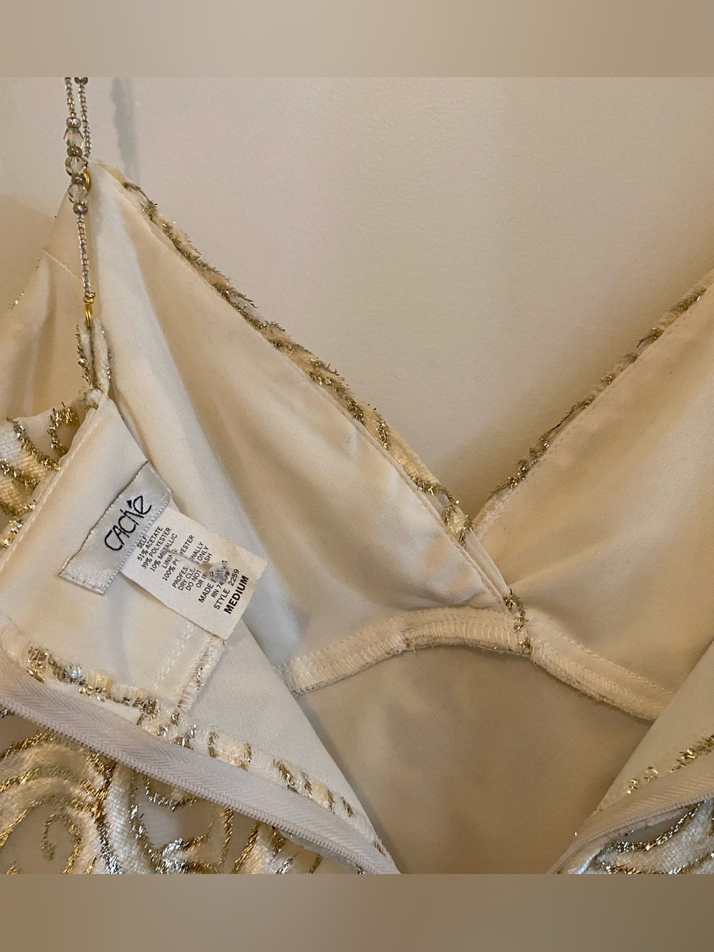 EUC Vintage y2k Cache cami top in ivory and gold size M - Picture 5 of 5